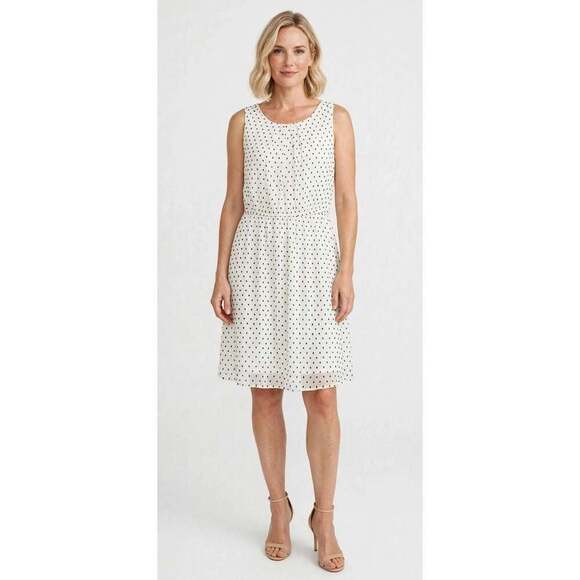 Elle Dresses & Skirts - Elle White and Black Clip Dot A-Line Sleeveless Dress